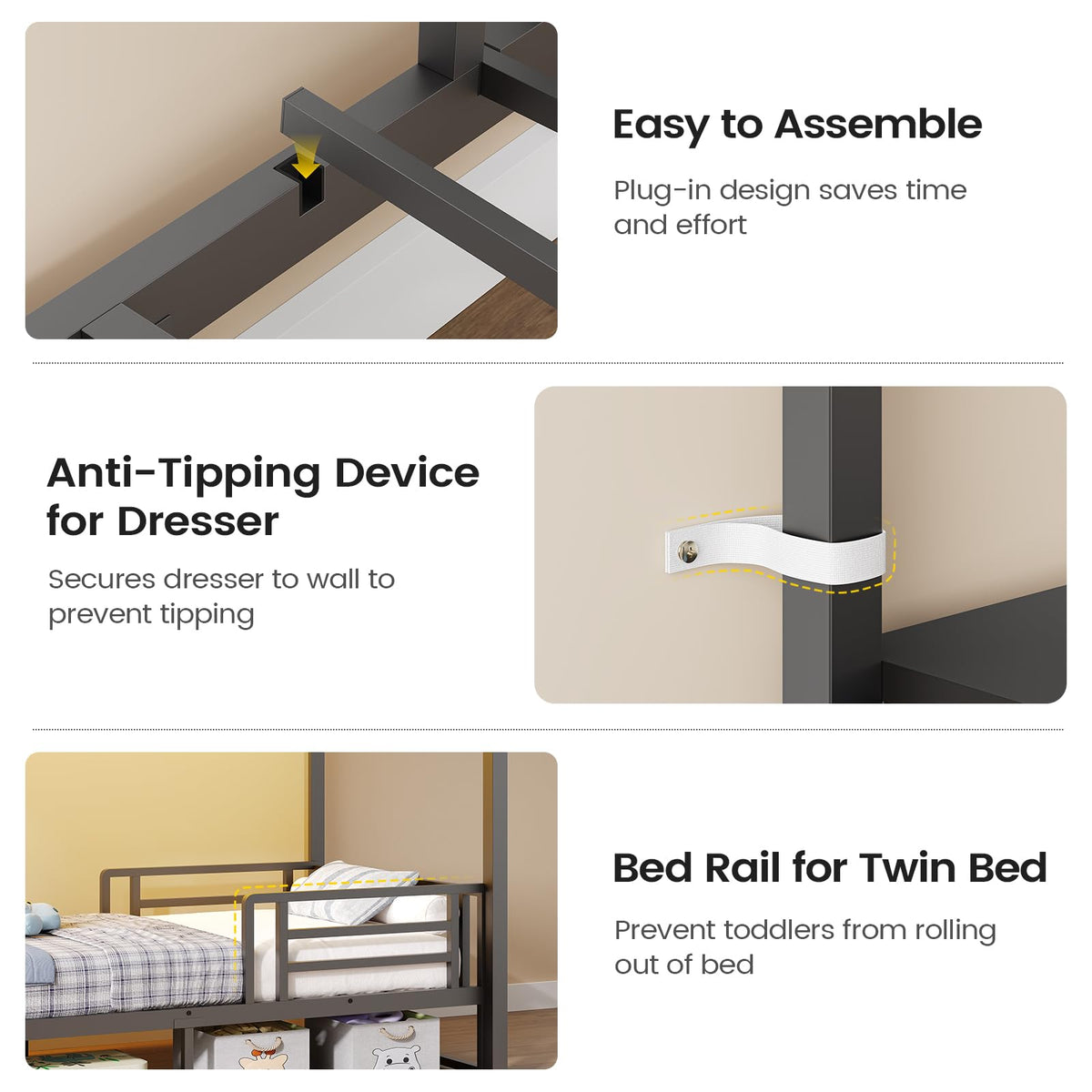 Convertible Twin Bunk Bed with Storage