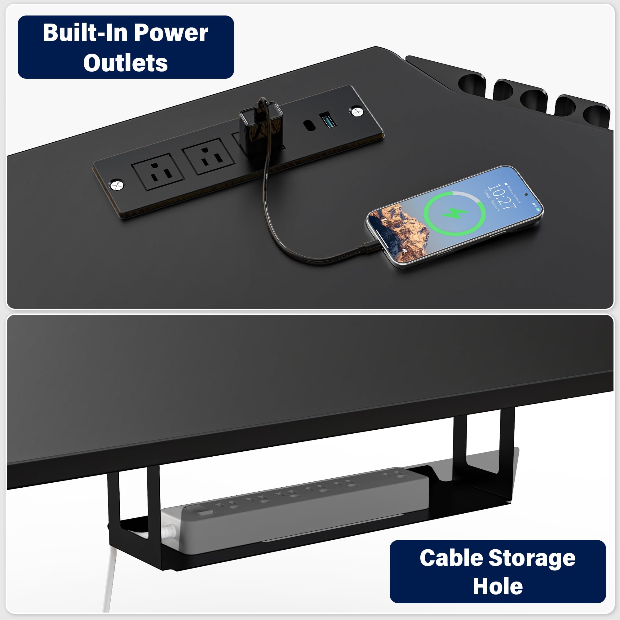 ExaDesk 63 x 55 inch L-Shaped Standing Desk, Corner Computer Desk, Electric Standing Desk Adjustable Height, Sit to Stand Ergonomic Workstation for Home Office, Black