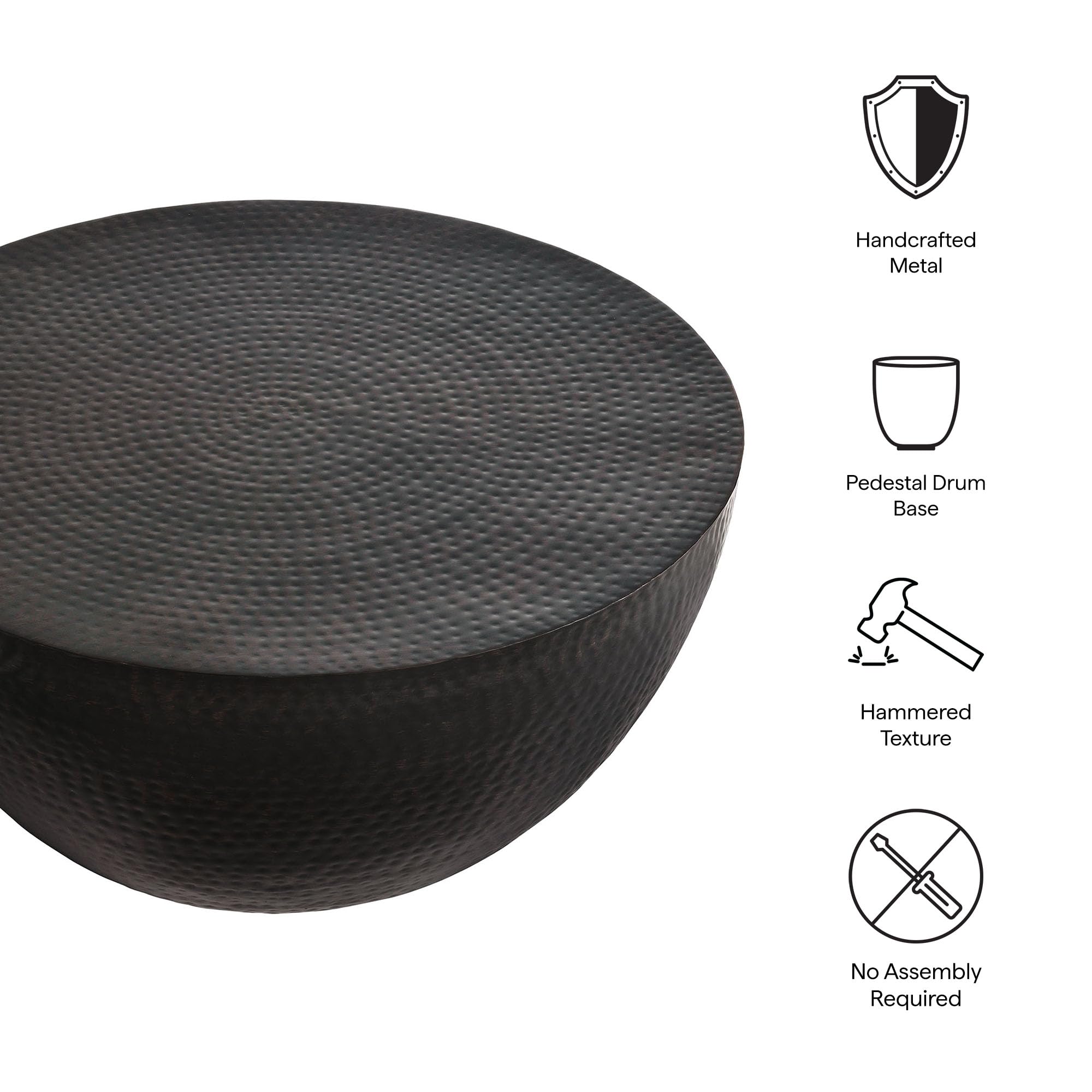 Round Hammered Metal Coffee Table