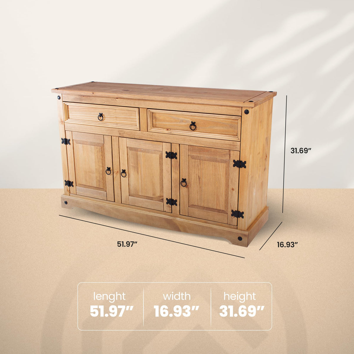Solid Pine Sideboard with Drawers
