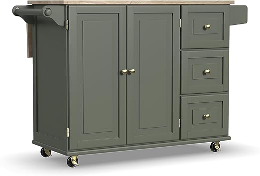 Mobile Kitchen Island Cart with Drop Leaf