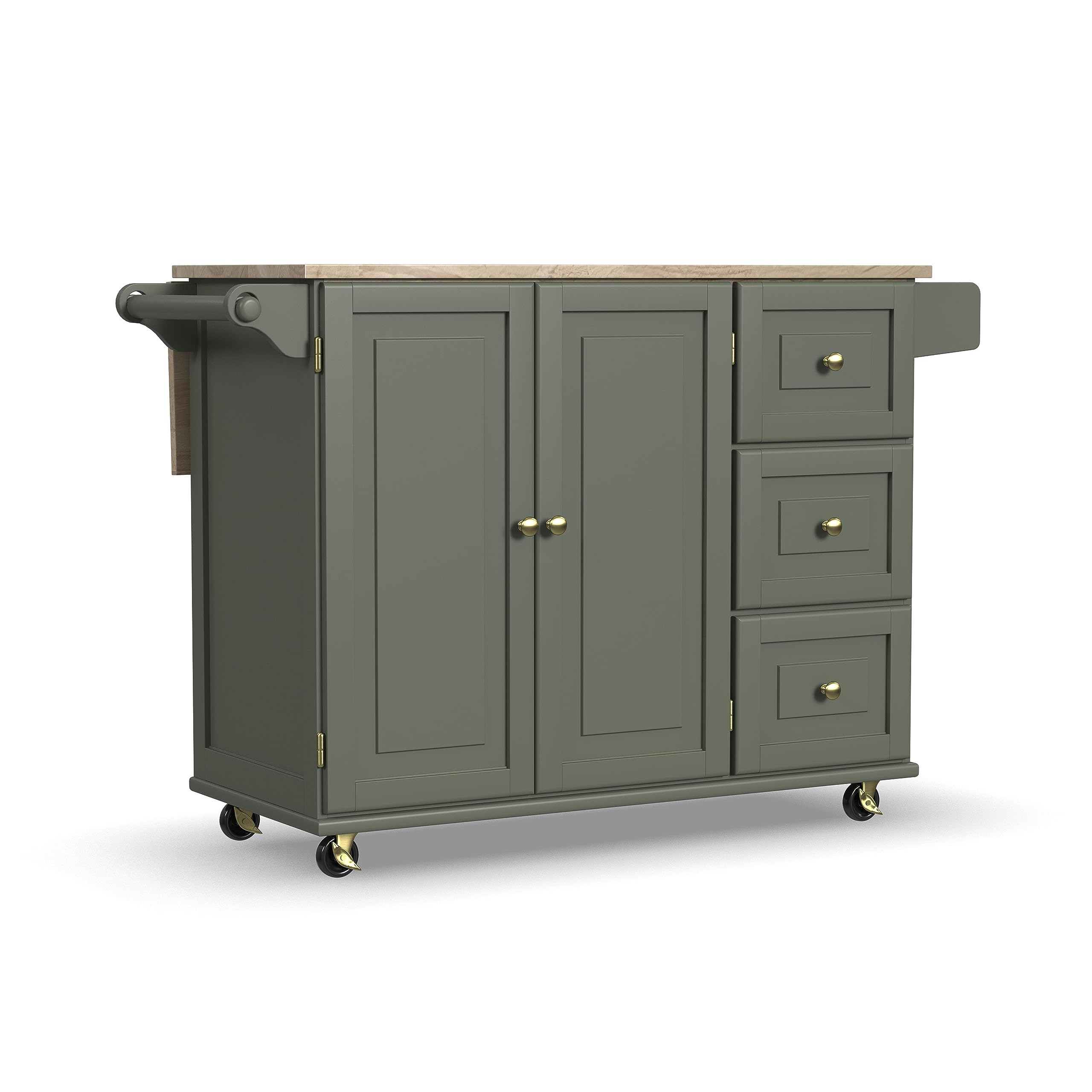 Mobile Kitchen Island Cart with Dropleaf Breakfast Bar