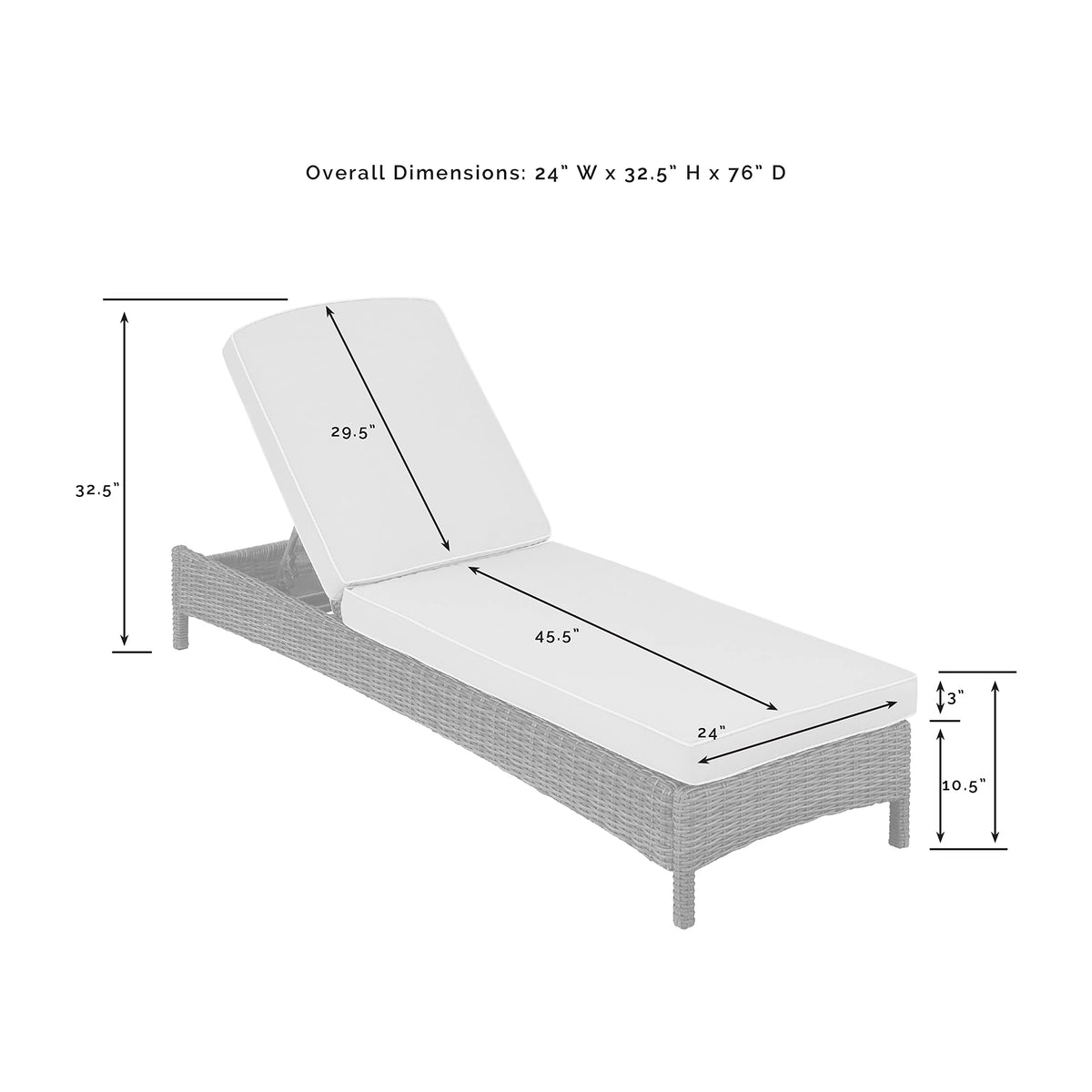 Crosley Furniture Bradenton Chaise Lounge Chair