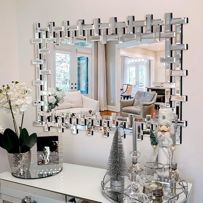 Large Rectangular Wall Mirror – Silver Glass Frame