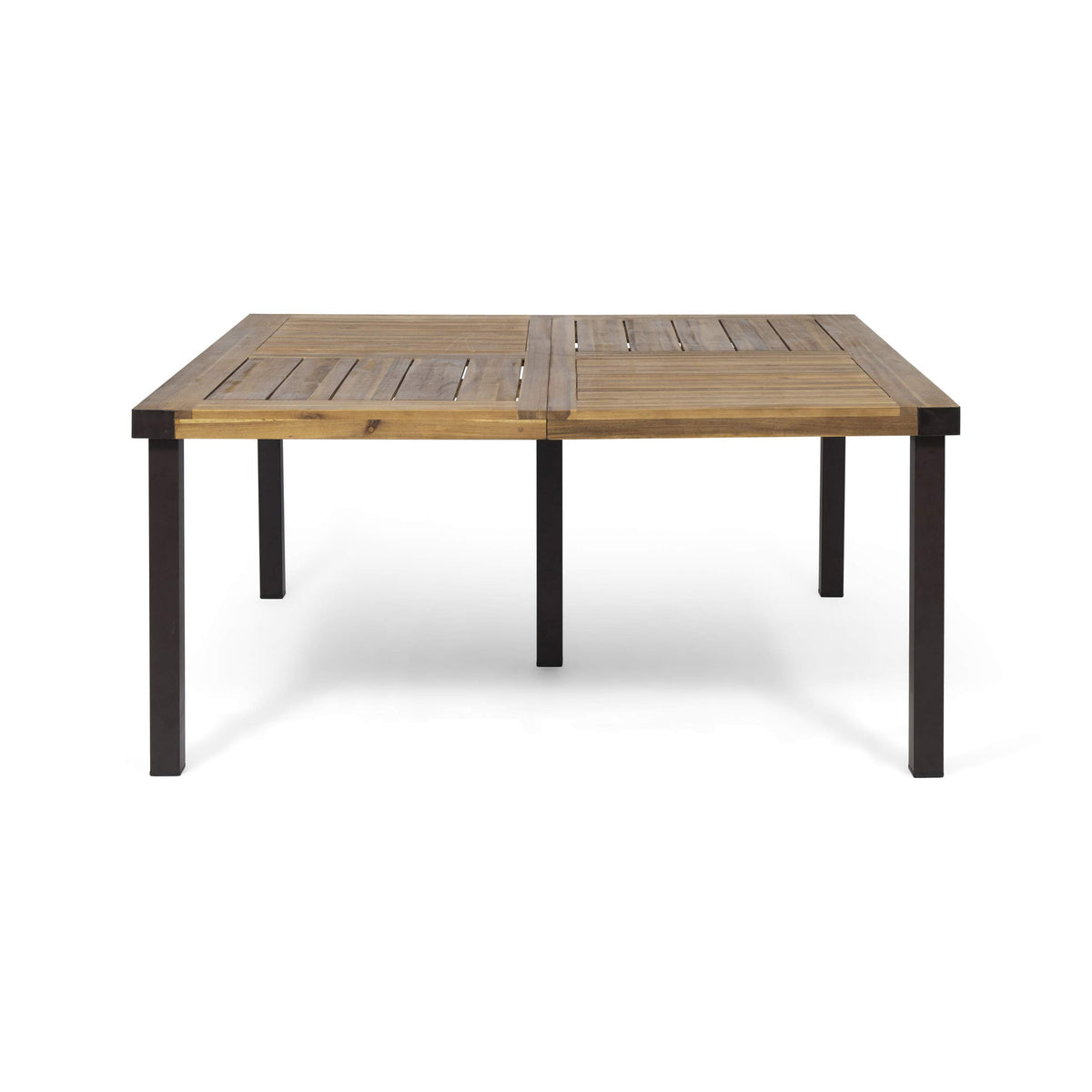 Christopher Knight Home Lankershim Outdoor Acacia Wood Dining Table, Teak and Rustic Metal