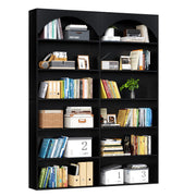 Gyfimoie 70.8’’ Tall Bookshelf and Bookcase, 7-Tier Double Wide Bookcase Modern Large Open Display Shelves with Curved Baffle for Home Office Living Room (Black)