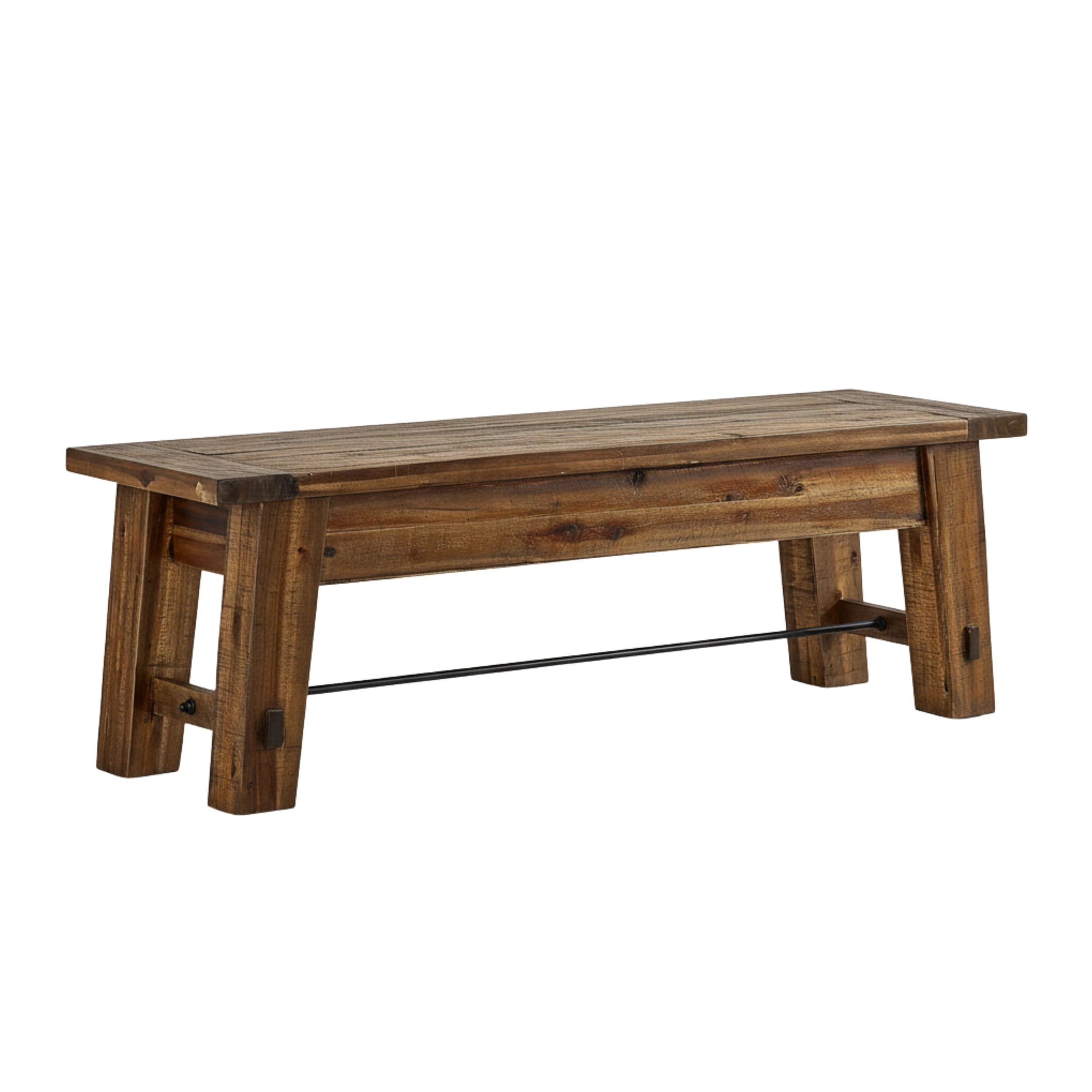Durango Rustic Farmhouse Style 60-Inch Wood Bench - Industrial Modern Accent Furniture with Solid Wood Seat for Entryway, Dining Room, Hallway, Foyer, or Kitchen by Alaterre Furniture
