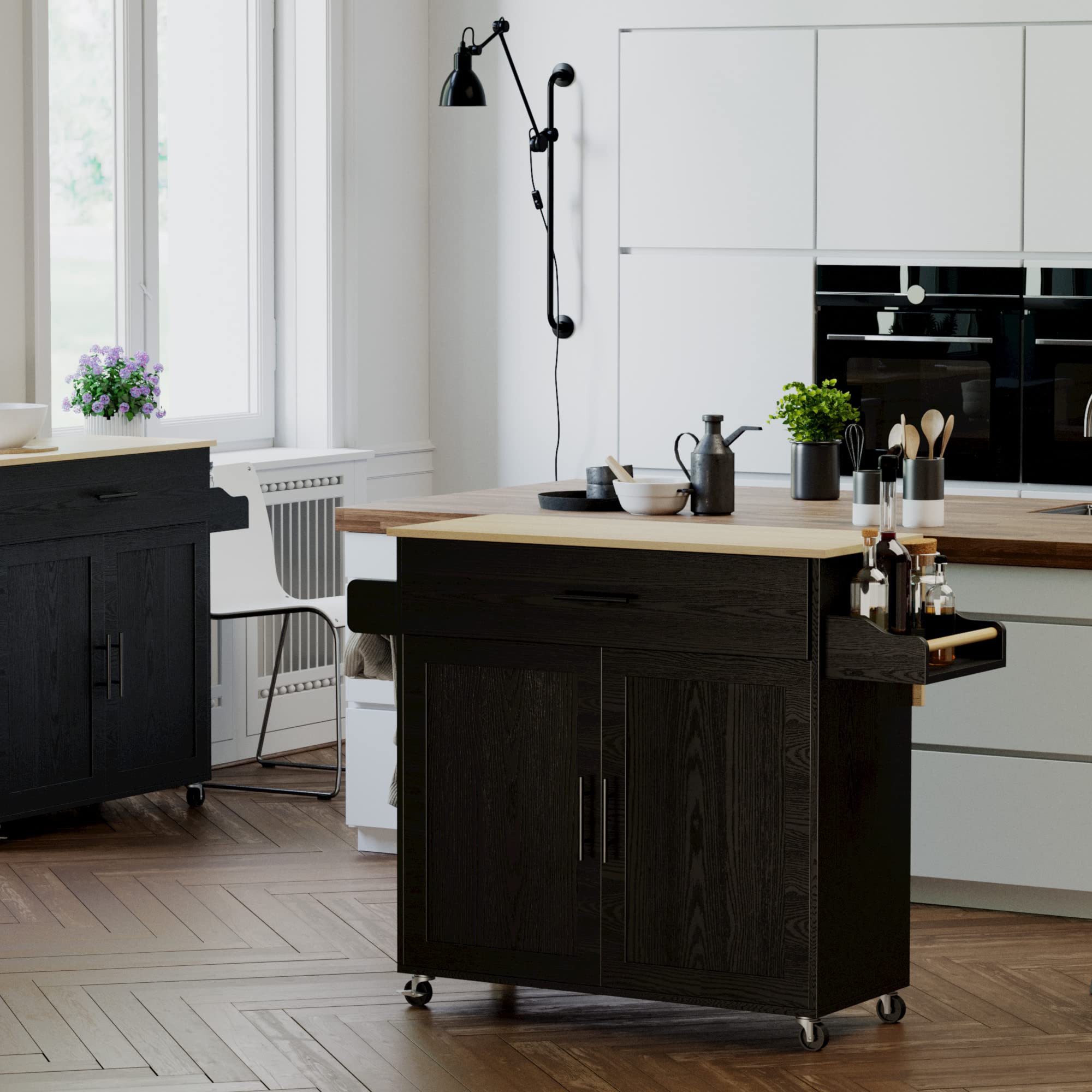 Rolling Kitchen Island with Drop Leaf