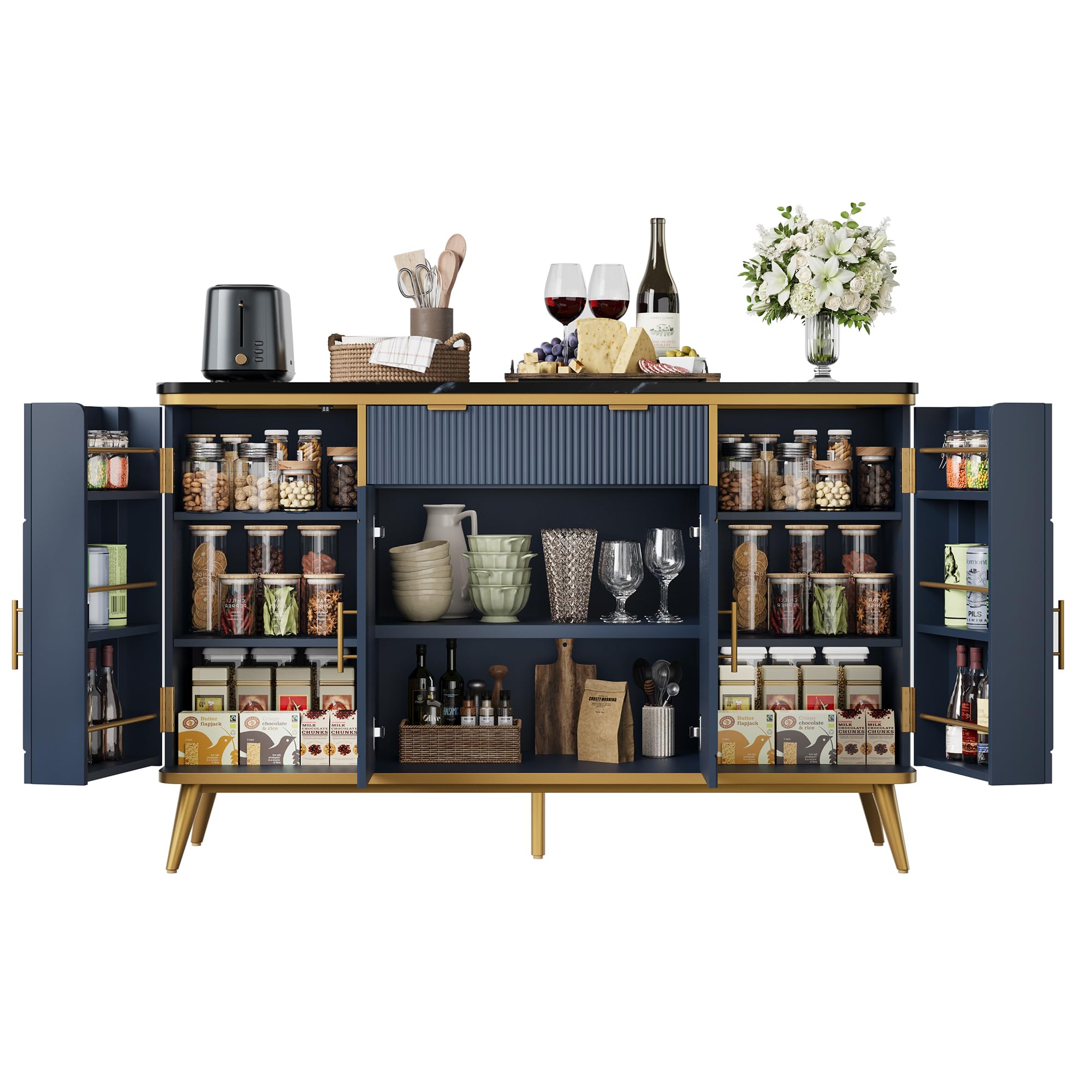 Fluted Buffet Cabinet with Storage