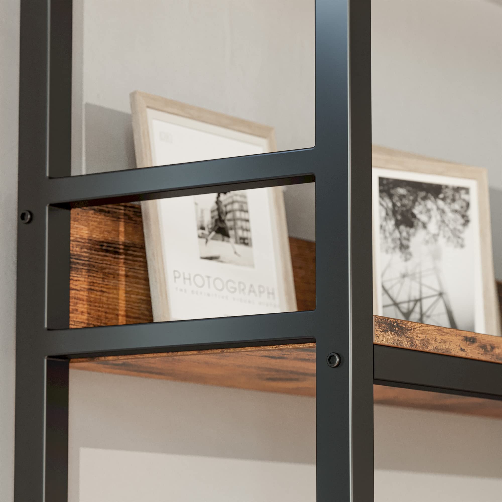 5-Tier L-Shaped Corner Bookshelf with Metal Frame