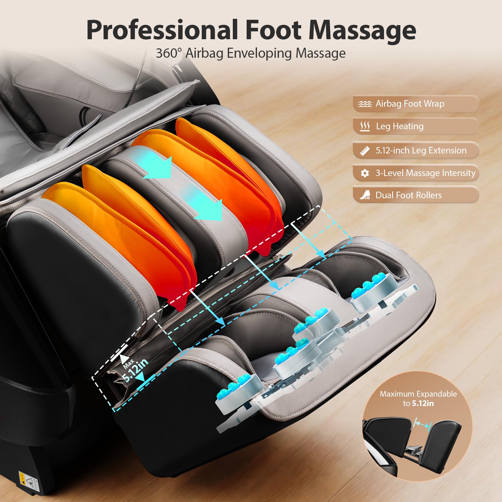 4D Massage Chair with SL-Track & Zero Gravity Recliner