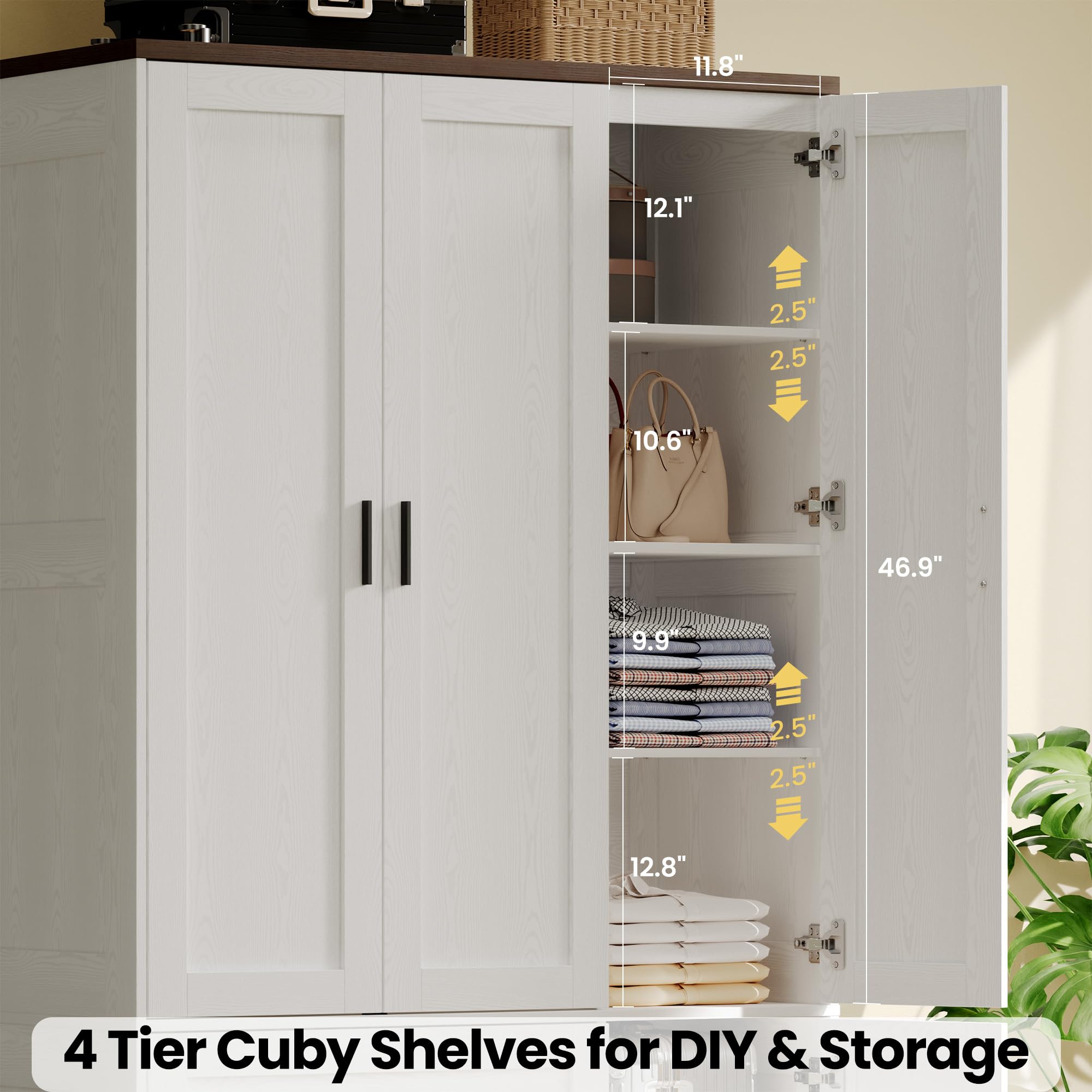 Freestanding Wardrobe Closet with Drawers & Shelves
