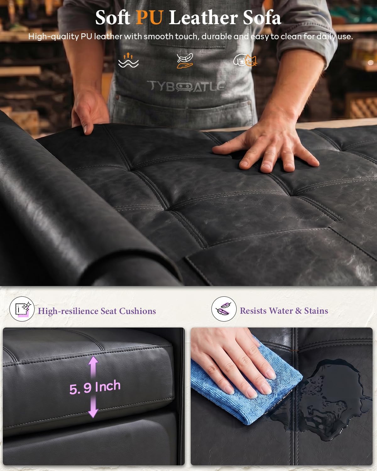 Faux Leather Sofa Set