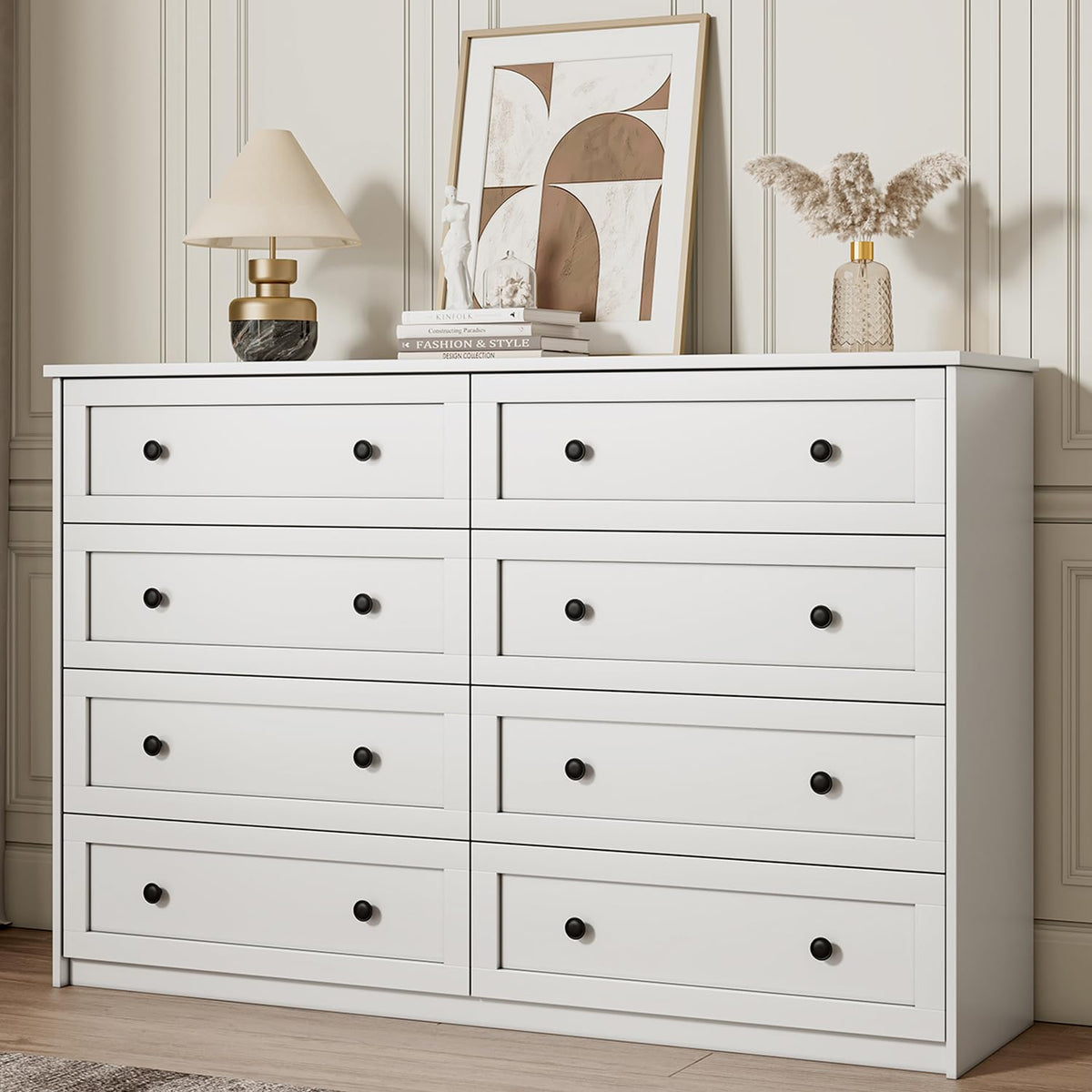 White 8-Drawer Double Dresser