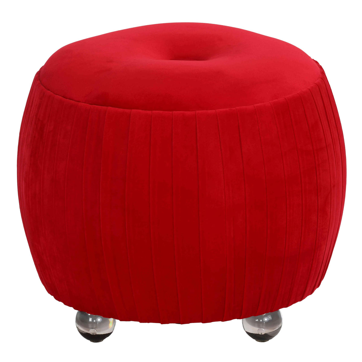 Red Round Tufted Ottoman