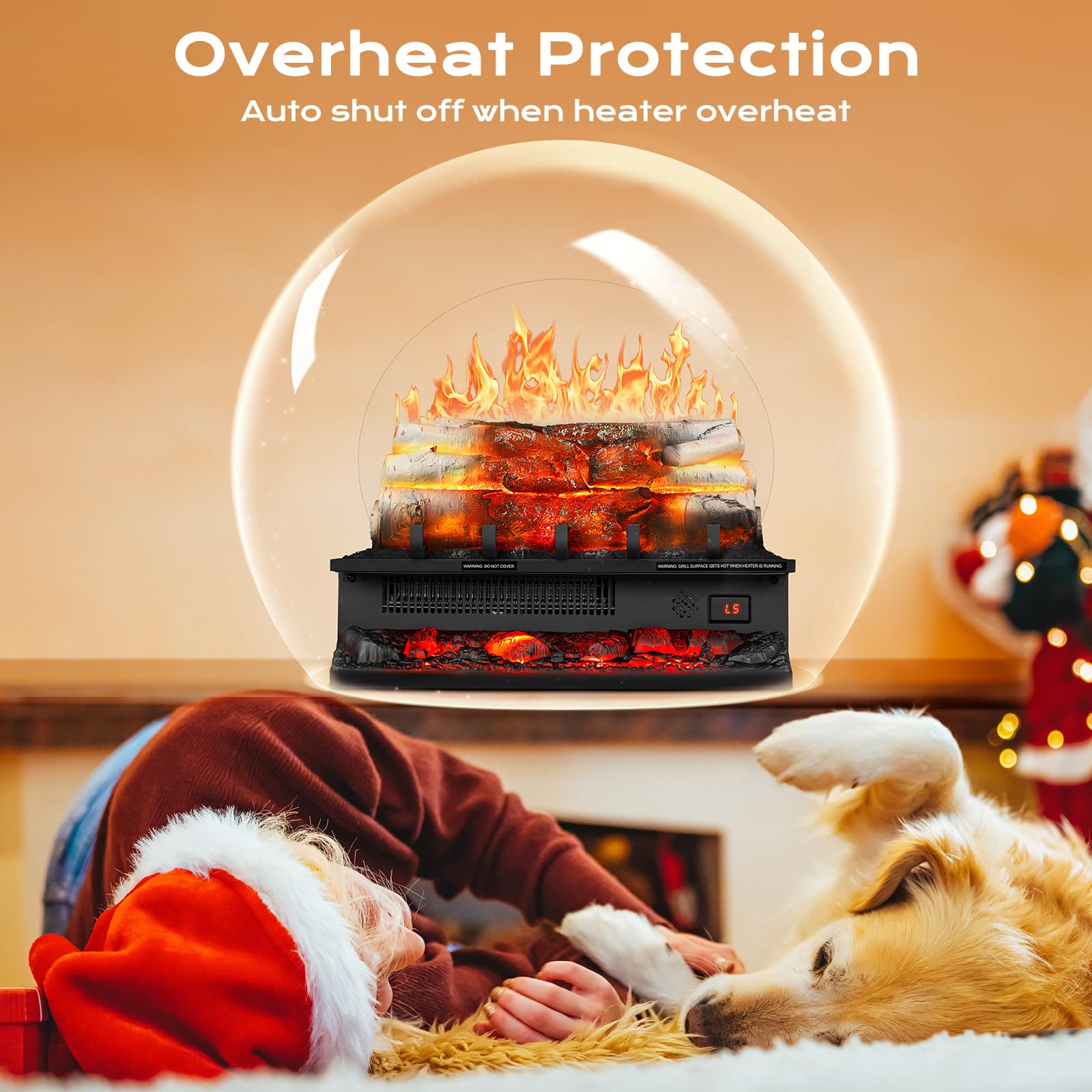 ZAFRO 20" Freestanding Electric Fireplace Insert with Log Set, Featuring 5 Flame speeds & Brightness Levels, 3 Sound Effects, Overheat Protection, 750W/1500W Heating Modes & Remote Control