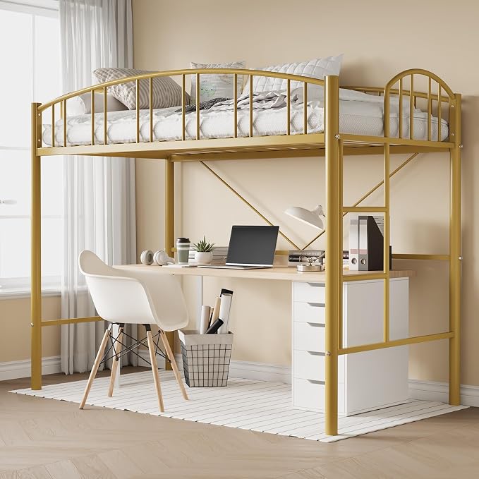 Twin Metal Loft Bed with Ladder