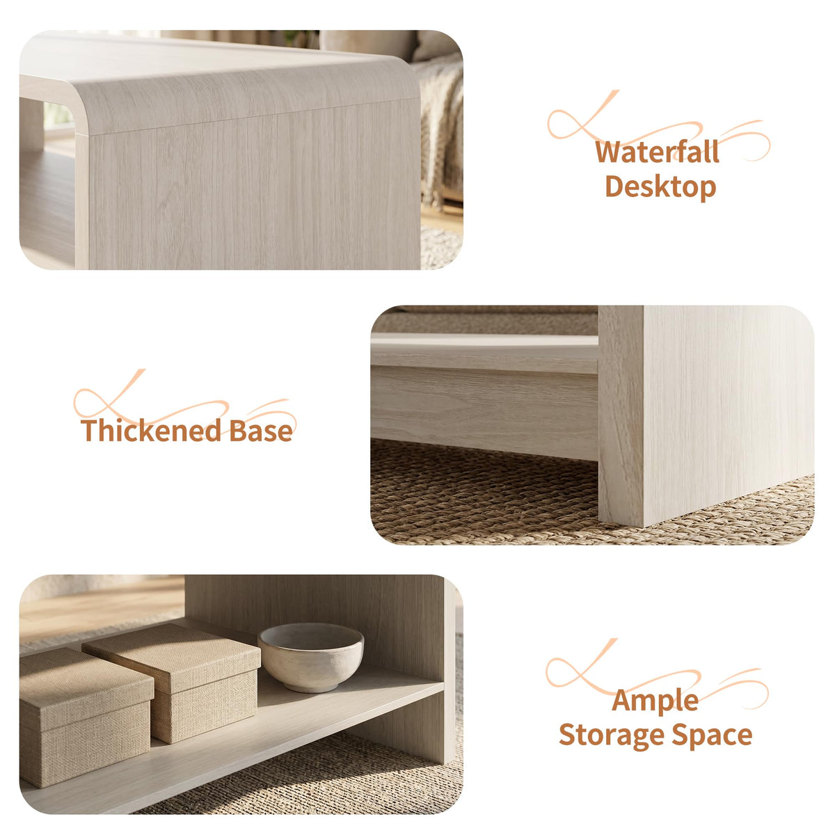 Curved Coffee Table with Storage