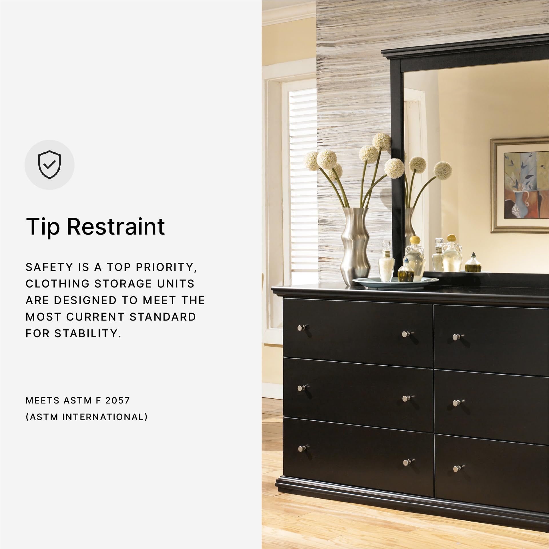Signature Design by Ashley Maribel Classic 6 Drawer Dresser, Black