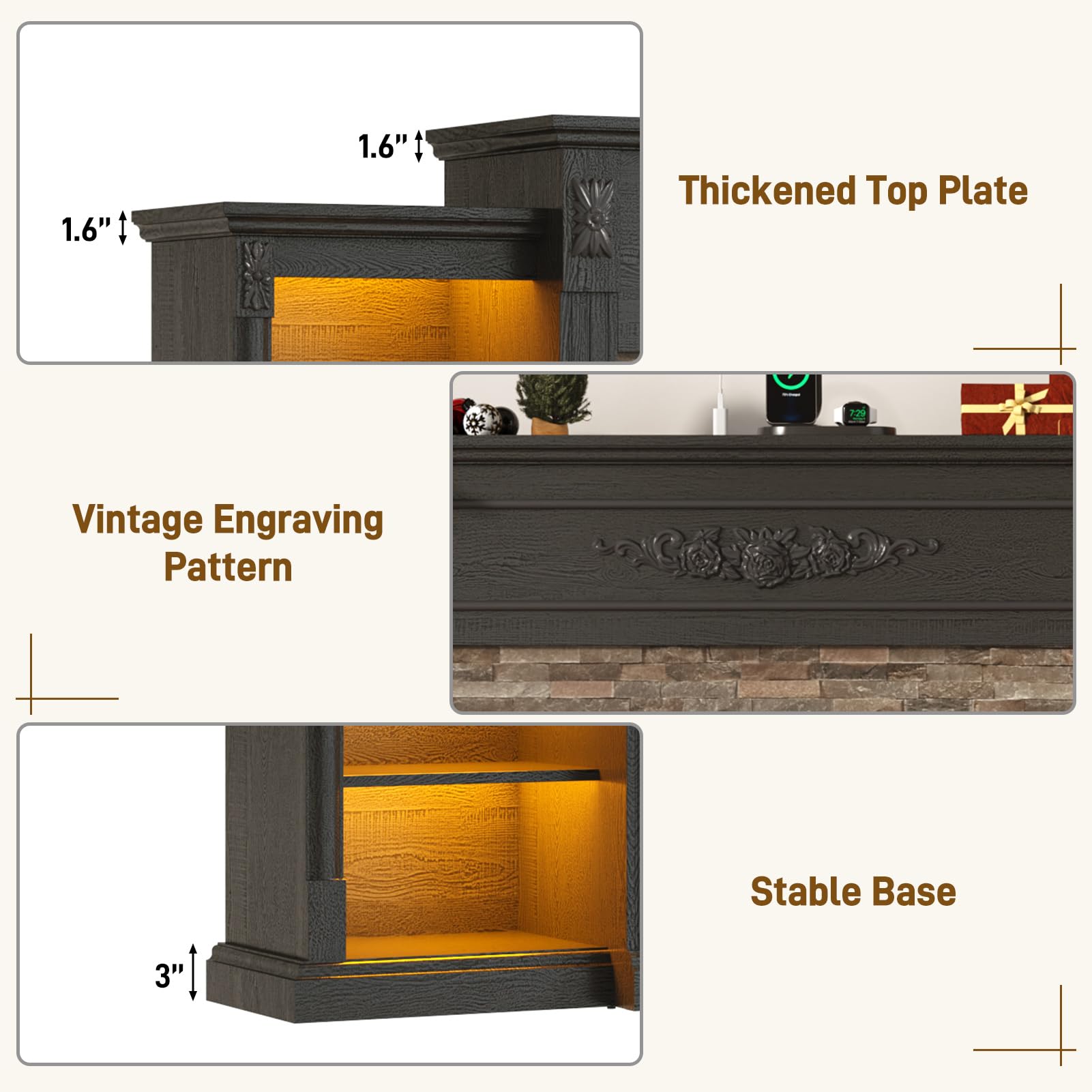 85" Electric Fireplace TV Stand with 36" Firebox