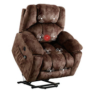 CANMOV Large Power Lift Recliner with Massage and Heat for Elderly, Heavy Duty Lift Recliner for Seniors with USB Port, 2 Hidden Cup Holders (Camel Brown)