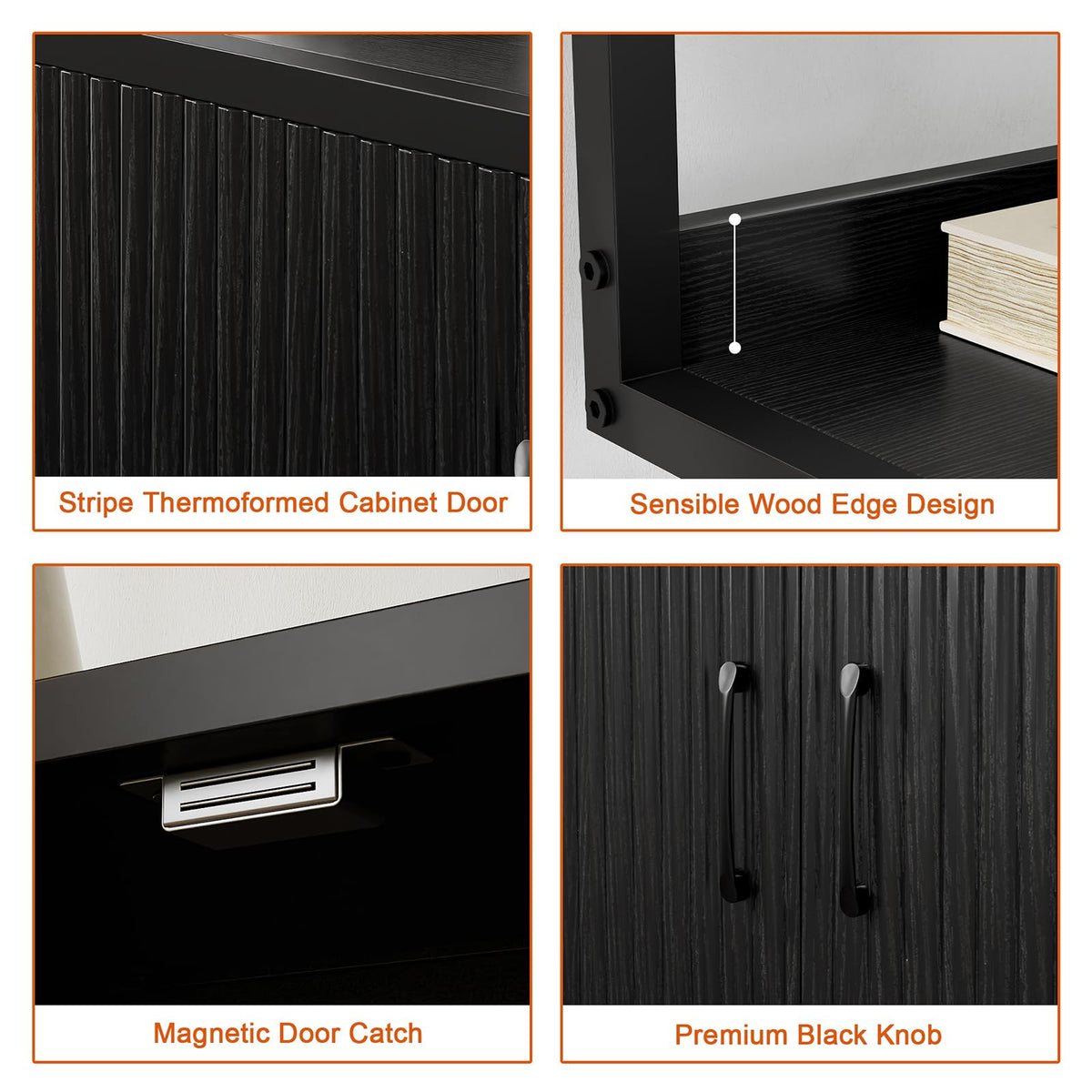 5-Tier Bookcase with Fluted Cabinet