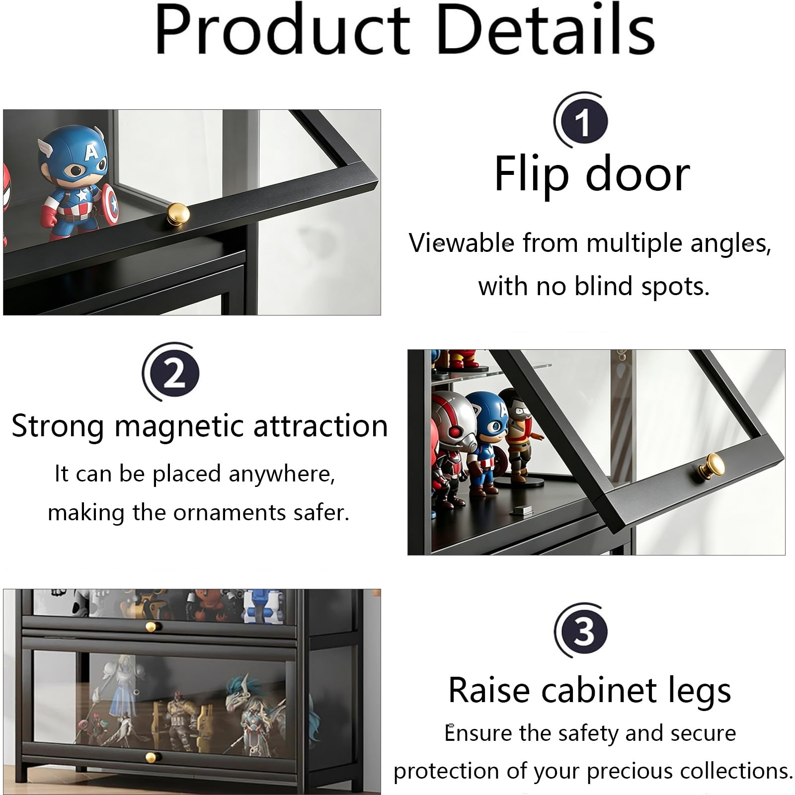 5-Tier Bamboo & Acrylic Display Cabinet with Doors