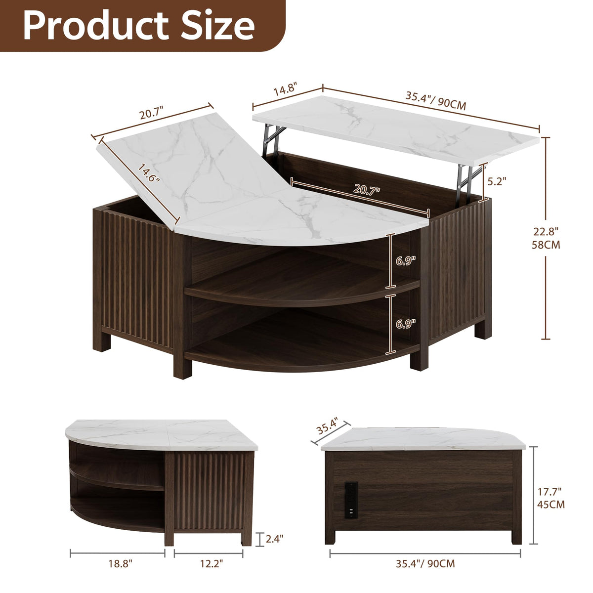Fluted Lift-Top Coffee Table