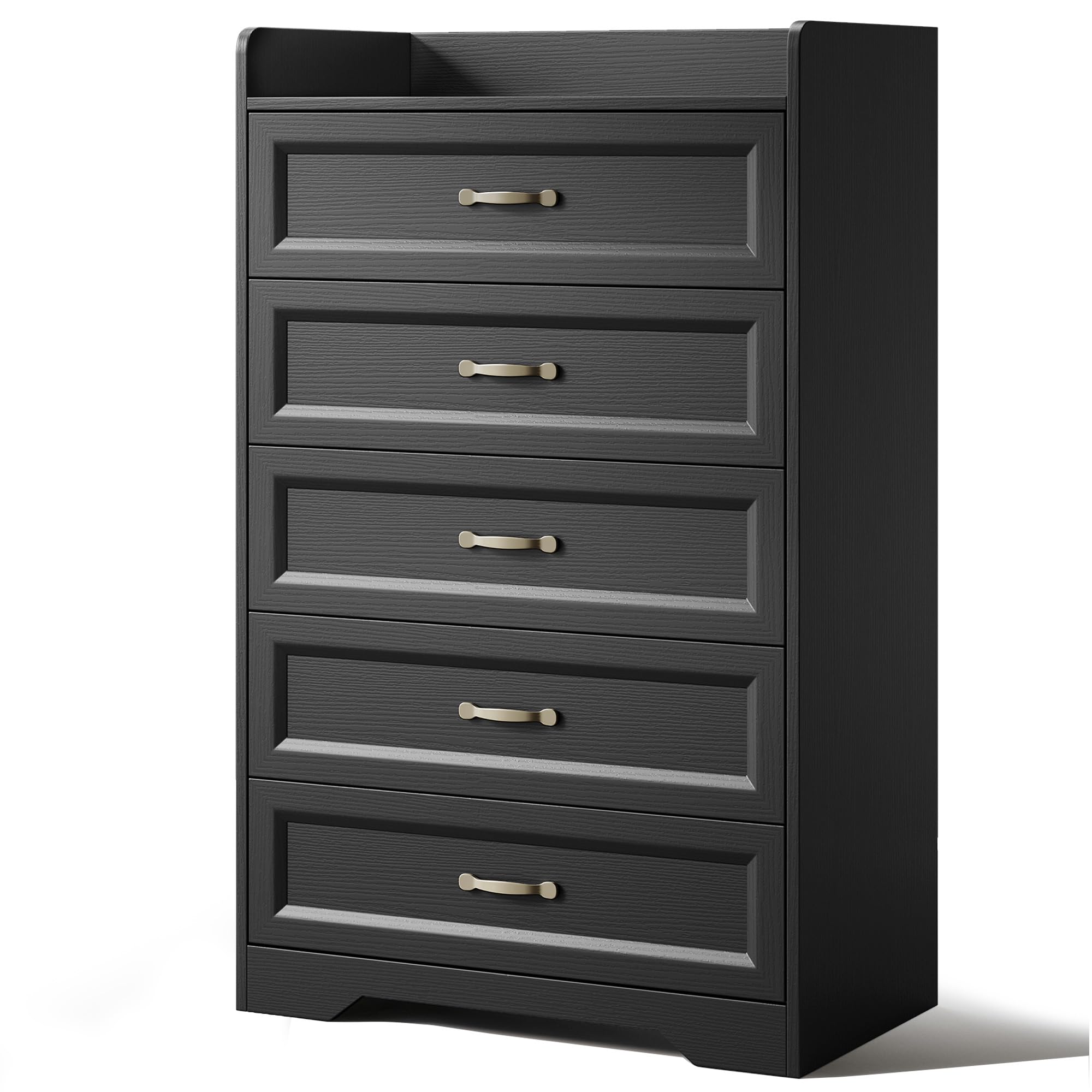 Gizoon 2-Piece Bedroom Furniture Set, 2-PC Dresser Set for Bedroom, Includes a 5 Drawer Dresser and a 6 Chest of Drawers, with Smooth Rail, Handles, Anti-Tipping, Large Storage Space, Black