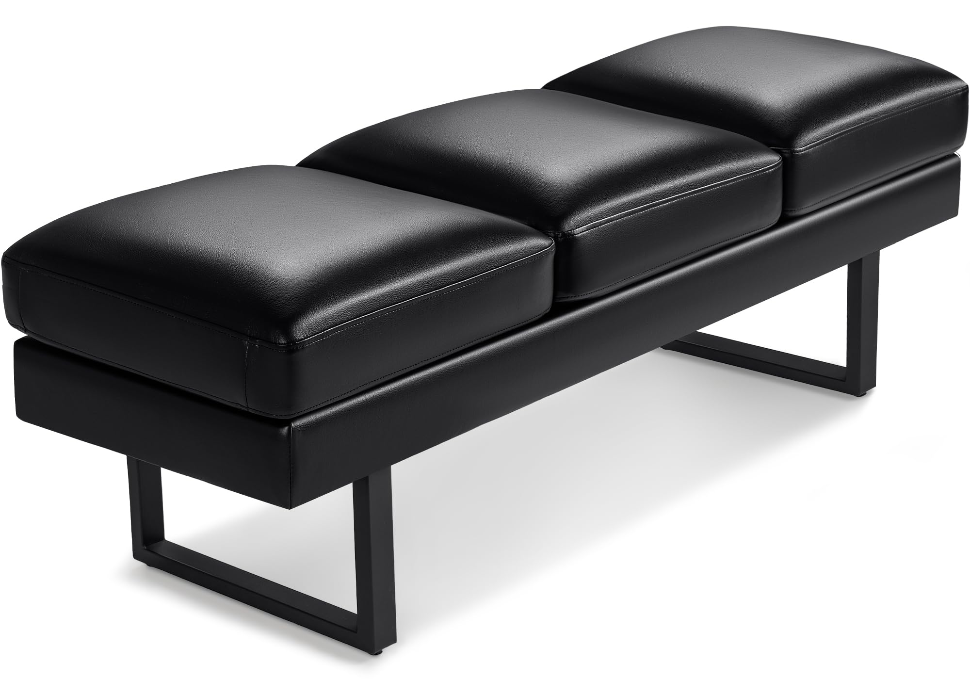 3-Seat Reception Bench with PU Leather Cushion