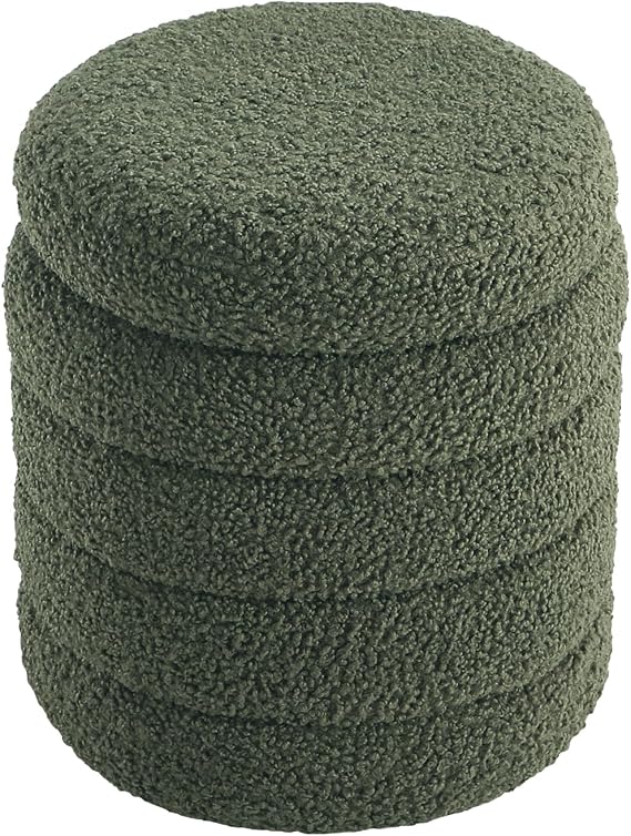 Round Storage Ottoman with Padded Seat