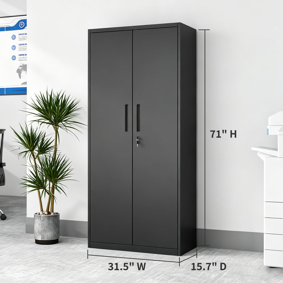 Black Steel Locking Storage Cabinet