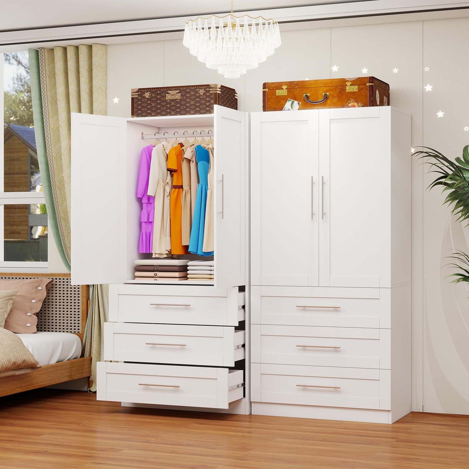 Armoire Wardrobe with 6 Deep Drawers & Doors