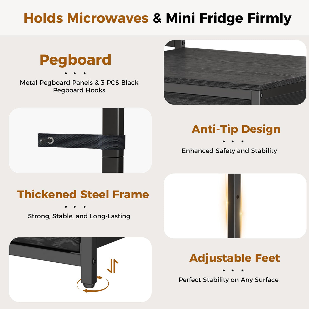 Mini Fridge Stand with Power Outlets