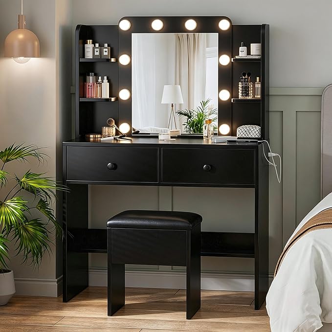 Makeup Vanity with Lighted Mirror