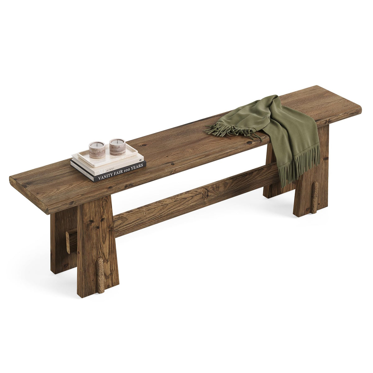 Rustic Solid Wood Bench