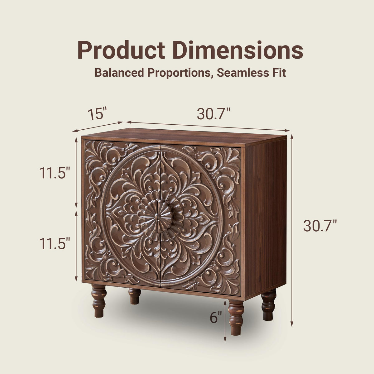 Carved Floral Accent Cabinet