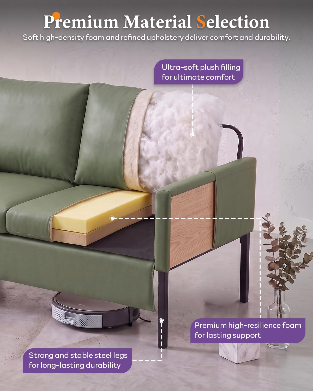 Green Faux Leather Loveseat