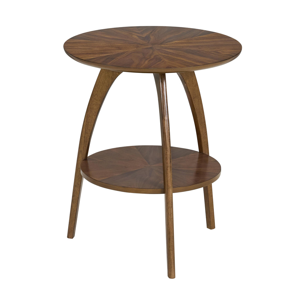 Round Wood End Table with Shelf