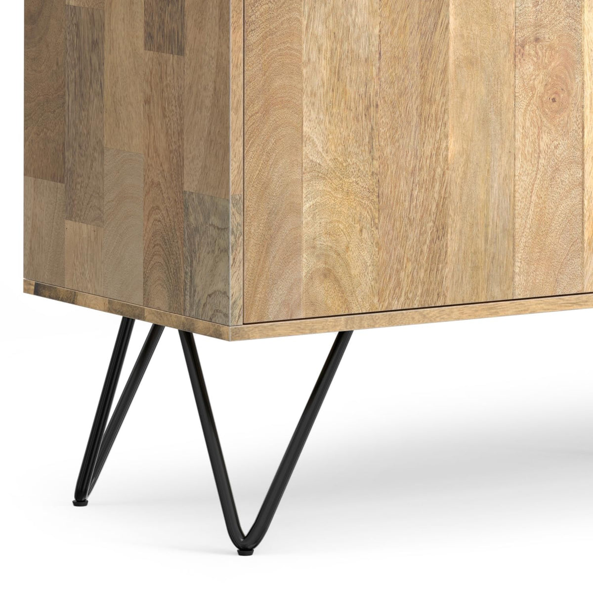 SIMPLIHOME Hunter 60" Wide Solid Mango Wood 3-Door Buffet in Natural