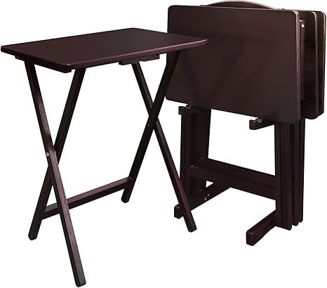 5-Piece Folding Snack Table Set with Storage Rack