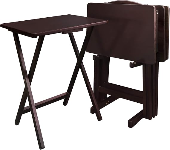 White Wood TV Tray Set