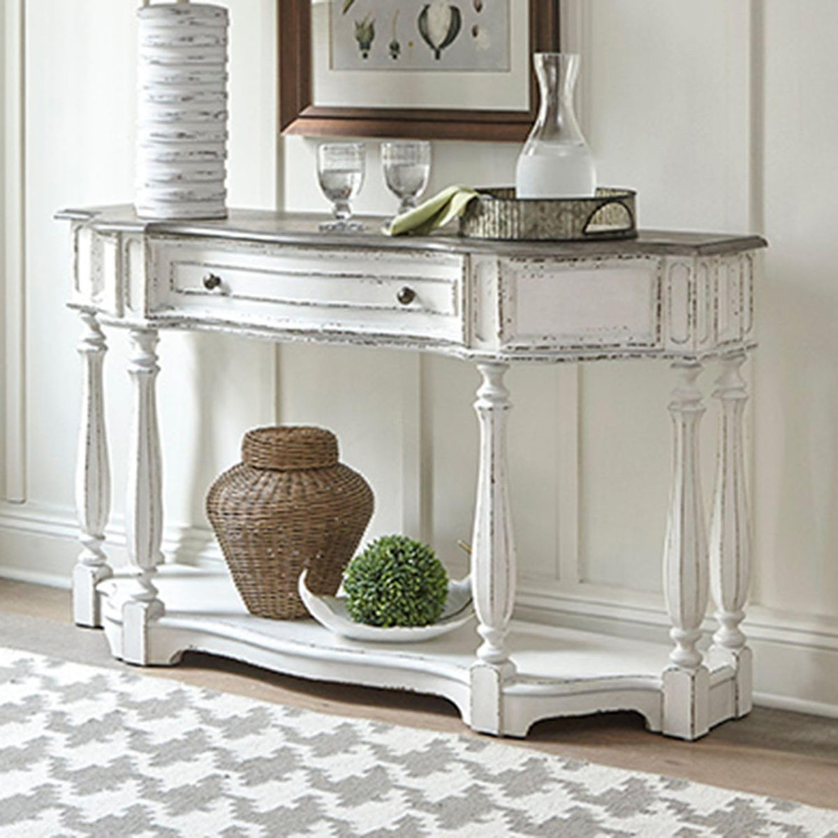 Antique White Console Table