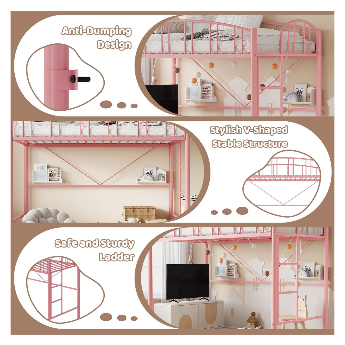 Twin Metal Loft Bed with Ladder