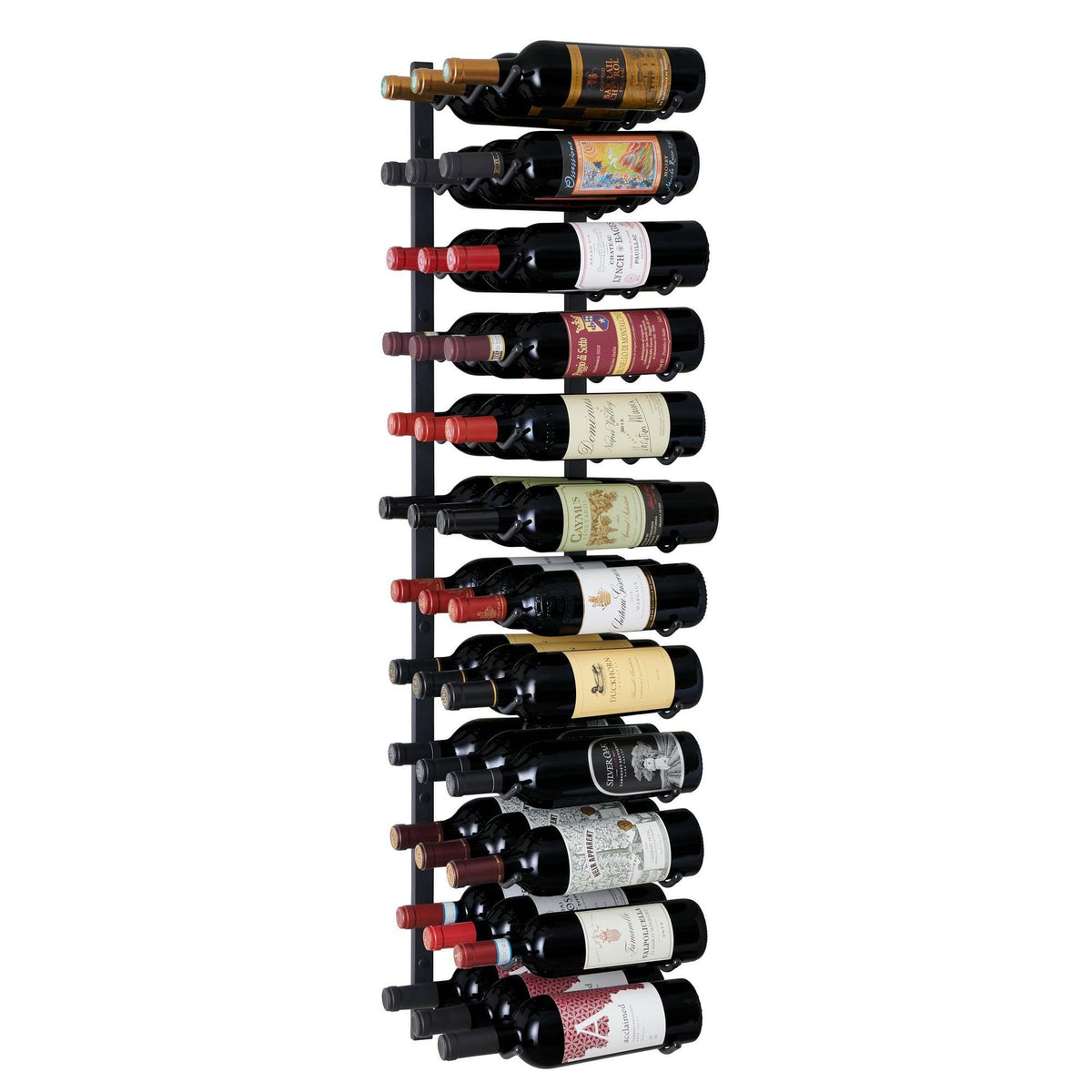 Wine Enthusiast N'FINITY 36 Bottle Wall Mounted Metal Wine Rack – Label Forward Wine Rack with Easy Installation - 4' Tall, 3 Column Deep (Black)