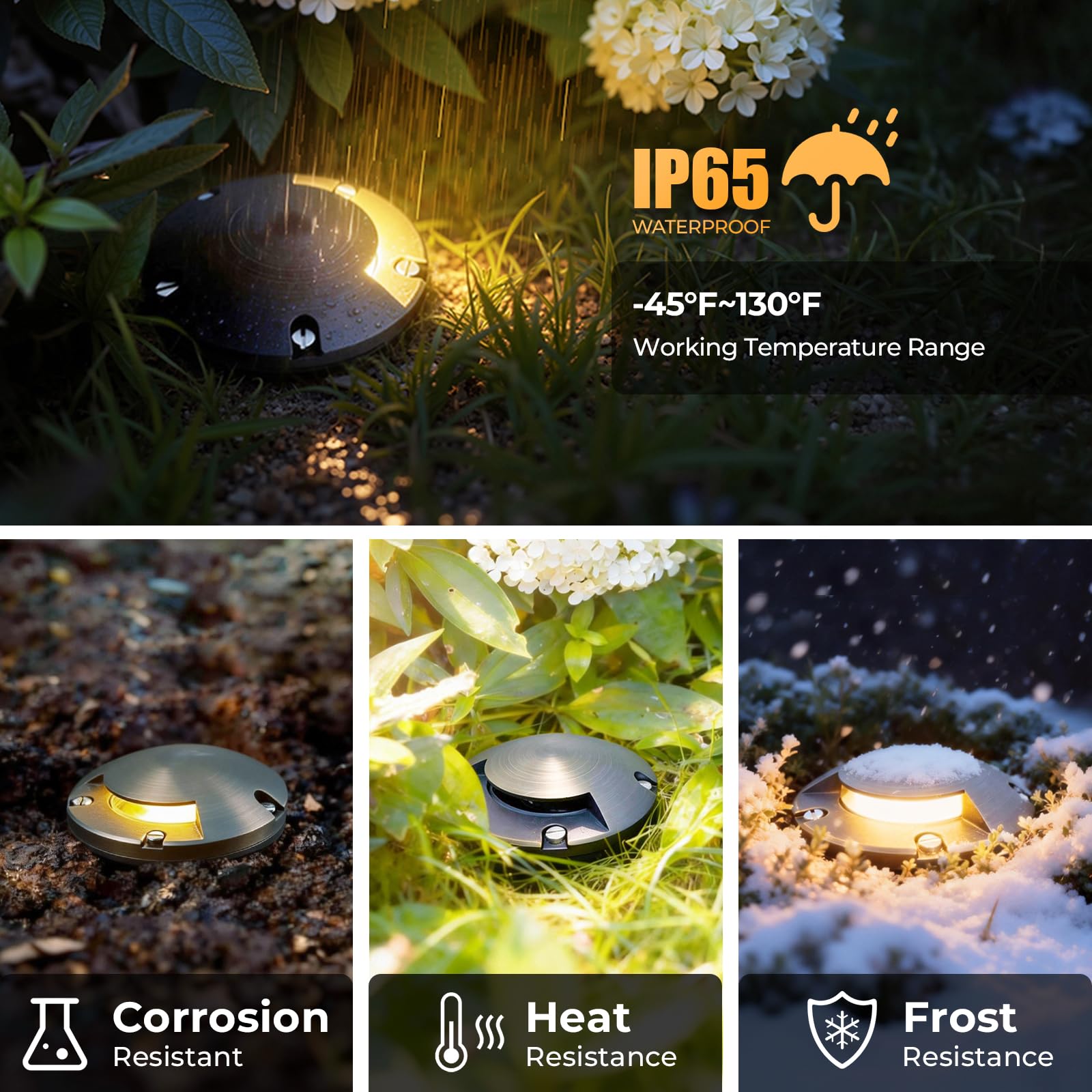 Brass Well Lights Outdoor 12V LED In-Ground Light – 12 Pack