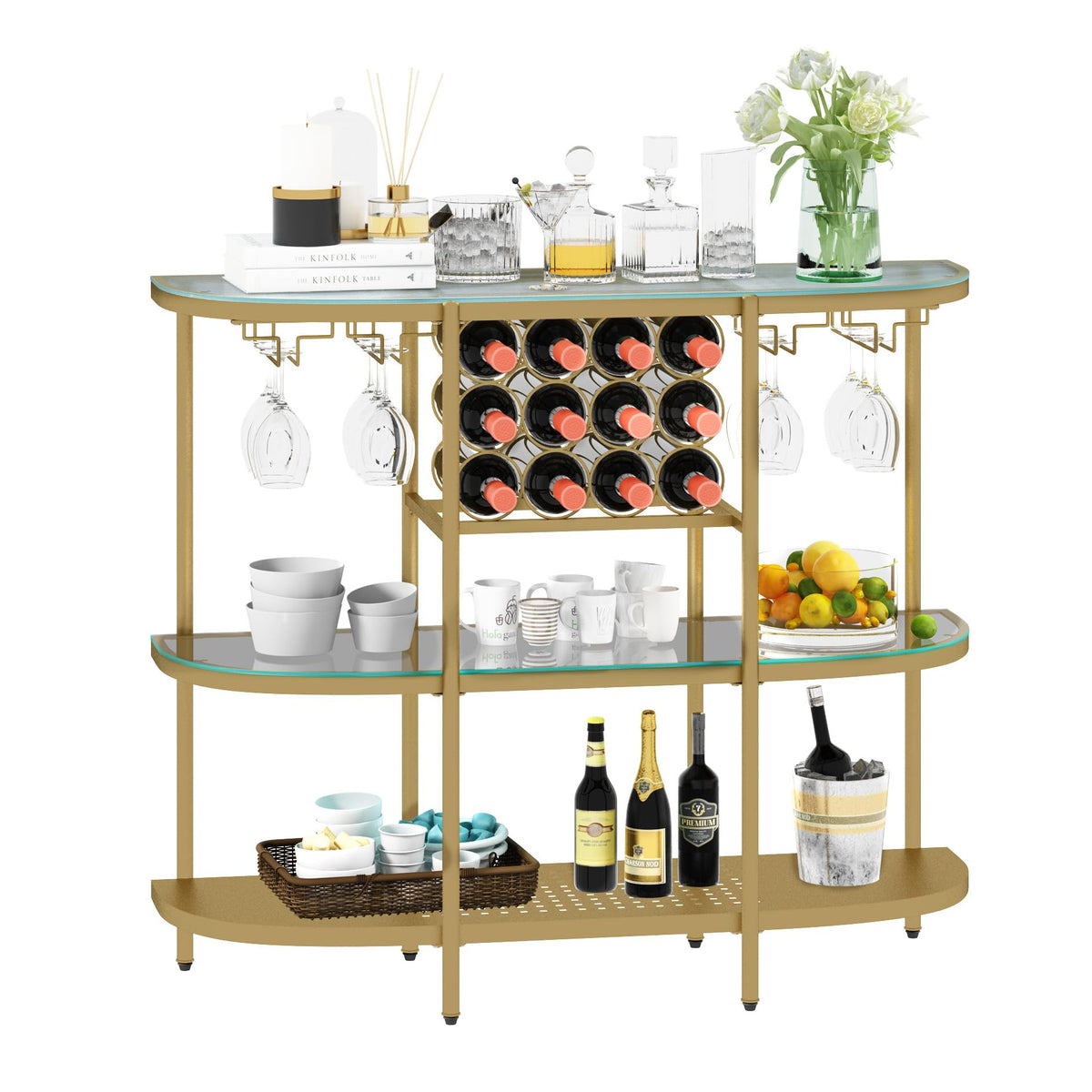 Gold Glass Wine Bar Table