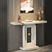 Faux Marble Console Table with Geometric Base