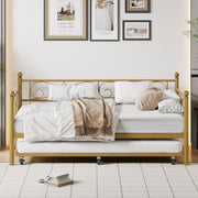 Twin Daybed with Trundle – Metal Frame, Space-Saving Sofa Bed