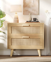 Rattan Nightstand with Charging Station